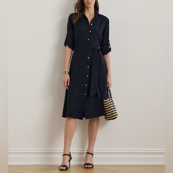 Lauren Ralph Lauren Airy Georgette Fit-and-Flare Shirtdress Size 14 NEW w/Tag